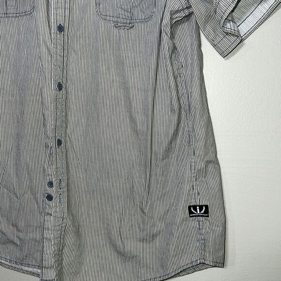 I Jeans by Buffalo striped short sleeve button-down shirt, size XXL - Picture 2 of 8